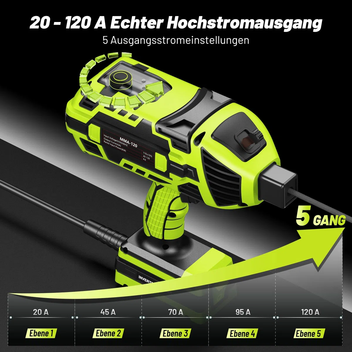 SEESII Handschweißgerät 220 V ARC Schweißgerät für 3,2mm bis 2,4 mm Drahtstangen (mit Schutzbrille) 120A Tragbar Elektroden Schweißgerät mit IGBT Wechselrichter 5 Variable, Lichtbogenschweißgeräte