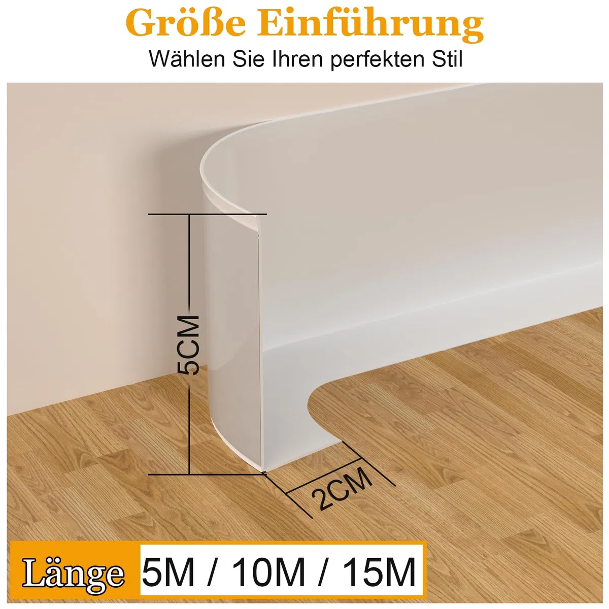 Flexibel Sockelleiste Selbstklebend 15m , Perfekte Haftung Auf Wände, Ohne Bohren, DIY-Renovierung Für Altbau Und Moderne Räume, Weiß