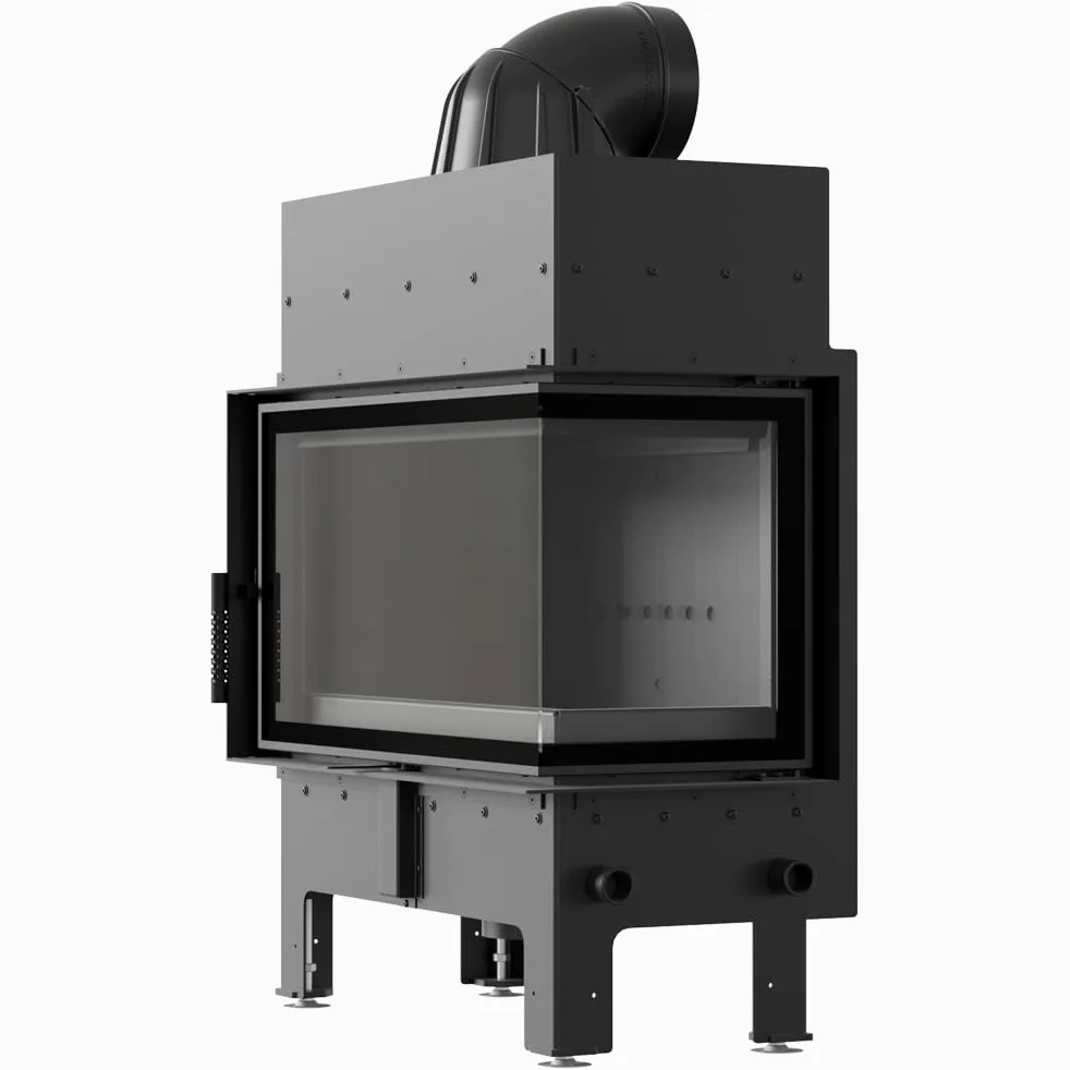 KRATKI Kaminofen Floki M Rechts – Stahl-Kamin 10 kW mit Ø 200 mm Anschluss, schwarzem Thermotec, Schließfunktion & Glass-Glas für effiziente Verbrennung