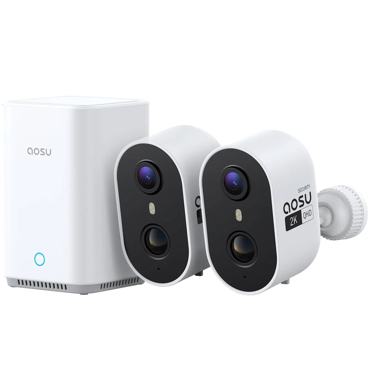 aosu 2K 3MP Überwachungskamera Aussen Akku 2er-Kit mit aosuBase 32GB Lokal | Kabellose Kamera Überwachug Aussen WLAN PIR Bewegungssensor Licht Tonalarm 2-Wege-Audio Farb-Nachtsicht IP65 Wetterfest
