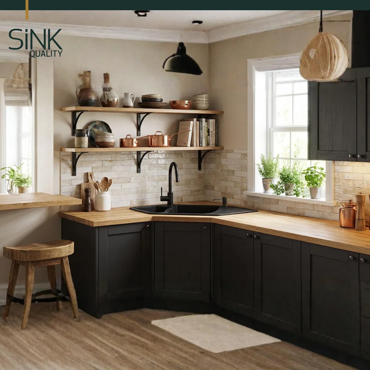 SINK Quality Eckspüle aus Granit 90x54 cm - Graphit – 1,5 Becken Einbauspüle mit Restebecken, Robust & Kratzfest, Inkl. Siphon & Imprägnierung, Küchenspüle ab 70 cm Unterschrank