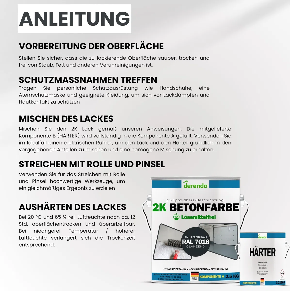 derendo 2K Fliesenlack weiß glänzend (RAL 9010) Epoxidharz mit Härter weiße Fliesenfarbe Badezimmer Fliesenlack 2K Lack Badewanne reinweiss für Innen & aussen (1, Kilogramm)