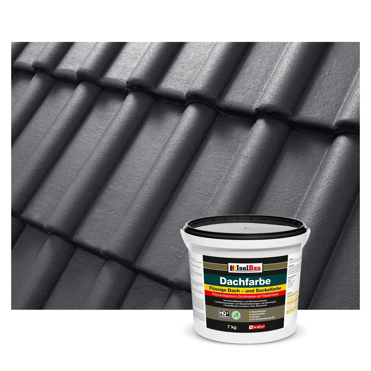 Isolbau Dachfarbe - 7 kg RAL Farbe Fassadenfarbe Nano Dachlack Sockelfarbe auf Wasserbasis - Lösemittelfrei, Wasserdicht, UV-beständig - Anthrazit
