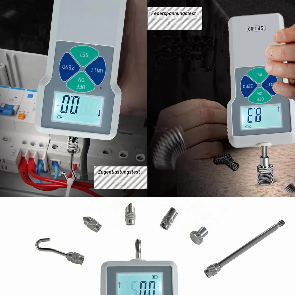 Beslands Digitales Kraftmessgerät Tragbares Druck- und Zugmessgerät Digitales Kraftmesser(300/500N) (SF-500)
