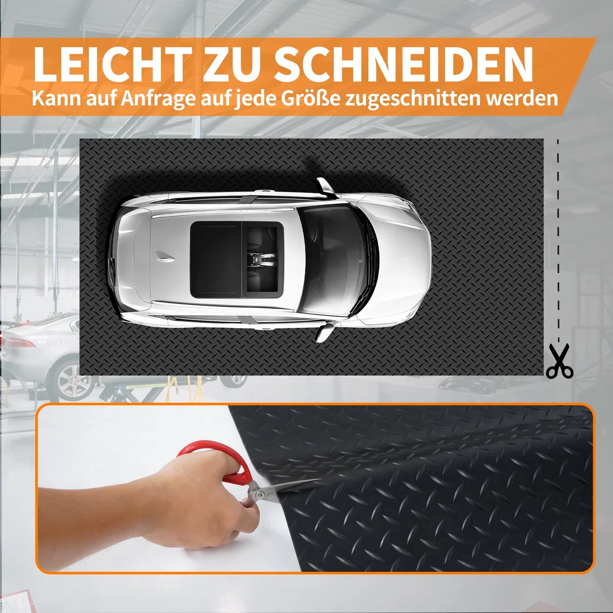 bimiti 300 x 150 cm Gummimatte Meterware Schutzmatte, garagenboden matten, Noppenmatte Bodenmatte aus Gummi, rutschfest Gummimatte Bodenmatte mit Noppen Gummiläufer für Keller, Werkstatt, Garage