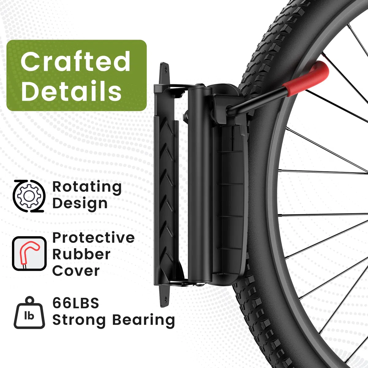 Housolution Drehbare Fahrrad-Wandhalterung, Vertikaler Fahrradaufhänger für die Garage, Mountainbike-Wandhalterungen, Fahrrad-Aufbewahrungsständer für die Garage, hält bis zu 66lbs (4 Stück)