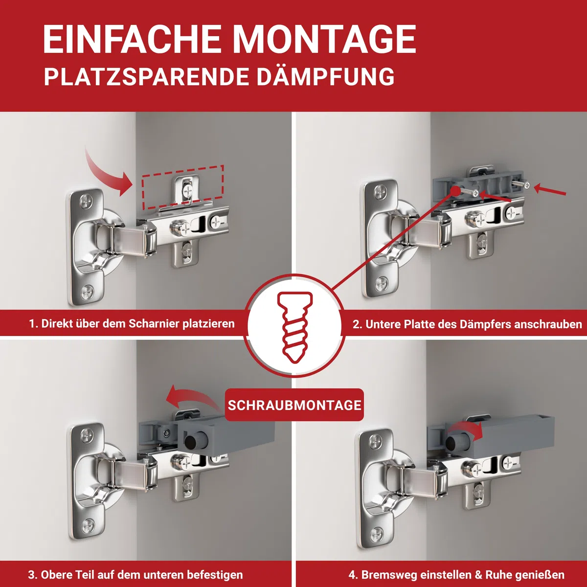 LouMaxx Softclose Türdämpfer Schrank 8er Set - Türdämpfer Küche zum Softclose Nachrüsten - Schranktür Dämpfer in Grau - Türdämpfer gegen knallende Türen - Soft Close Nachrüstung