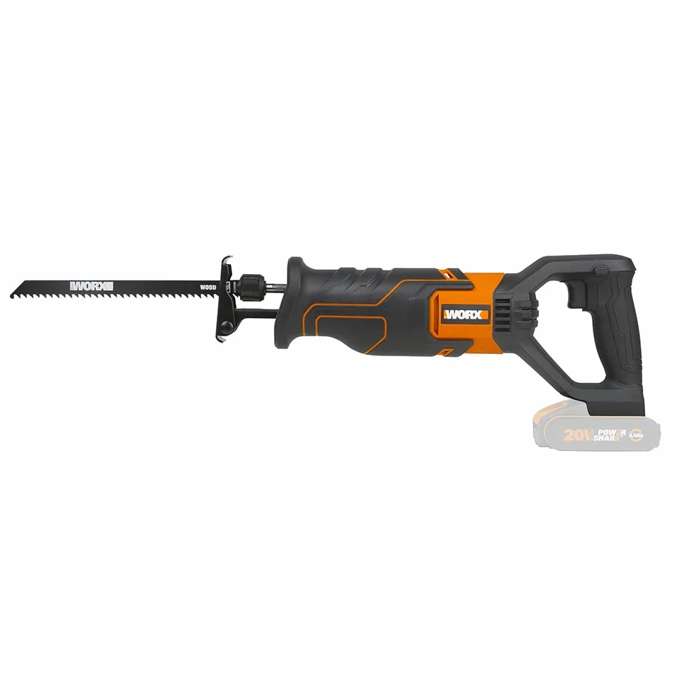 WORX WX500.9 Akku-Säbelsäge 20V, leistungsstarke Säbelsäge mit ergonomischem Design, variable Geschwindigkeit (inkl. Holz- & Metallsägeblatt, ohne Akku & Ladegerät)