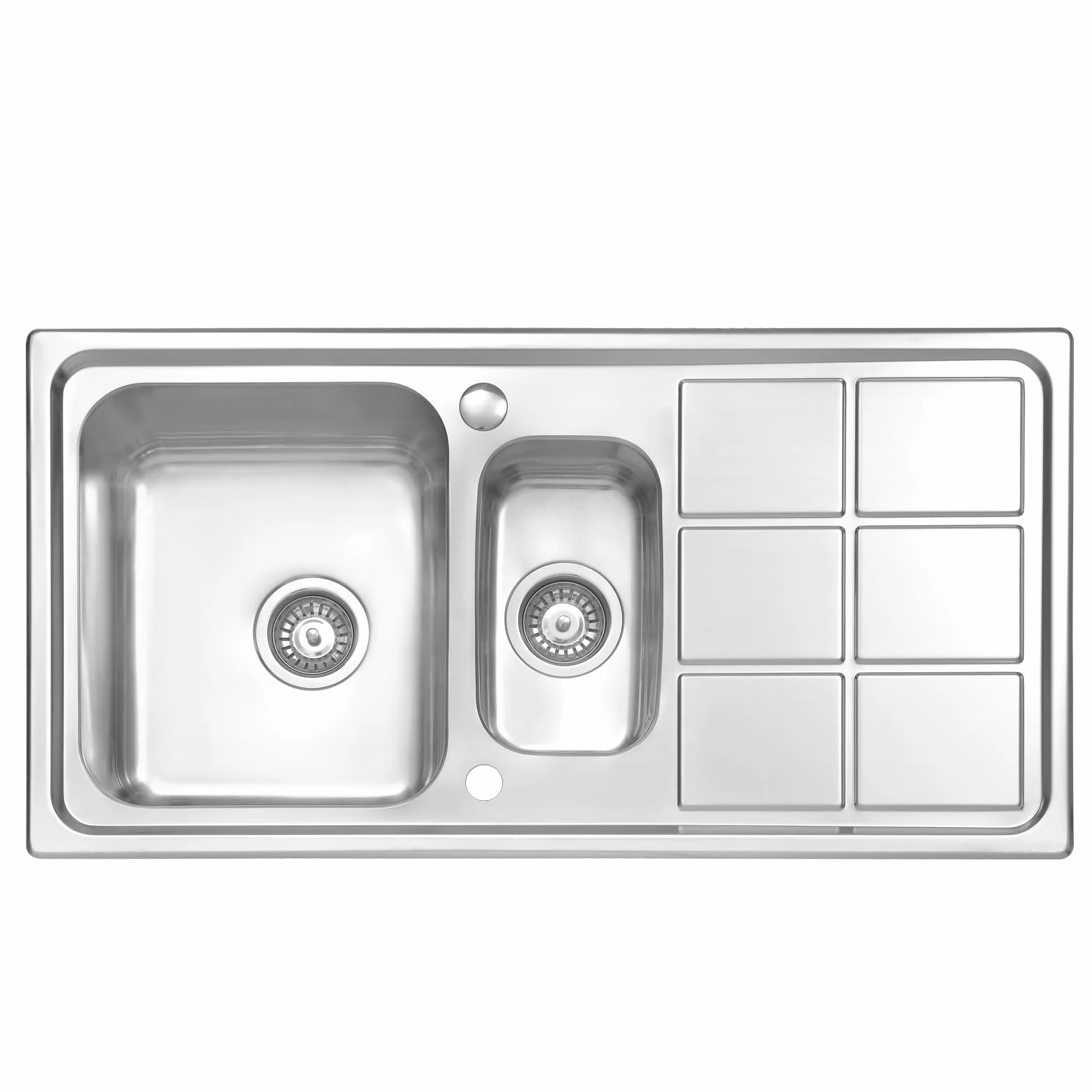 JASSFERRY Edelstahl Küchenspüle 1.5 Becken 970 x 500 mm, Reversibel Einbauspüle mit Siphon-Ablauf und Überlaufgarnitur