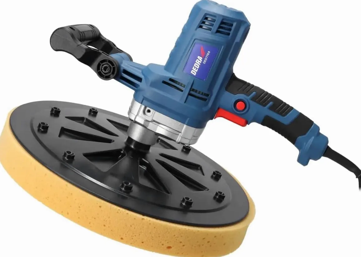 DEDRA Putzbearbeitungsmaschine stark 750 W, 375 mm, Schwamm, Papier, Schleifteller, langes Kabel 5m, 110 RPM, Gewicht 5,7kg einfacher und schneller Scheibenwechsel