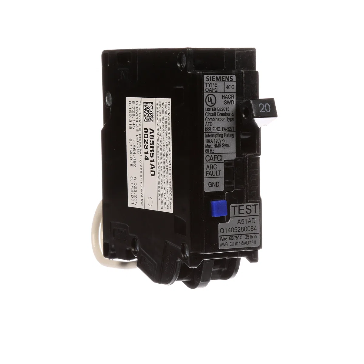 Siemens QA120AFC 20 A Schutzschalter, schwarz, 3 Stück