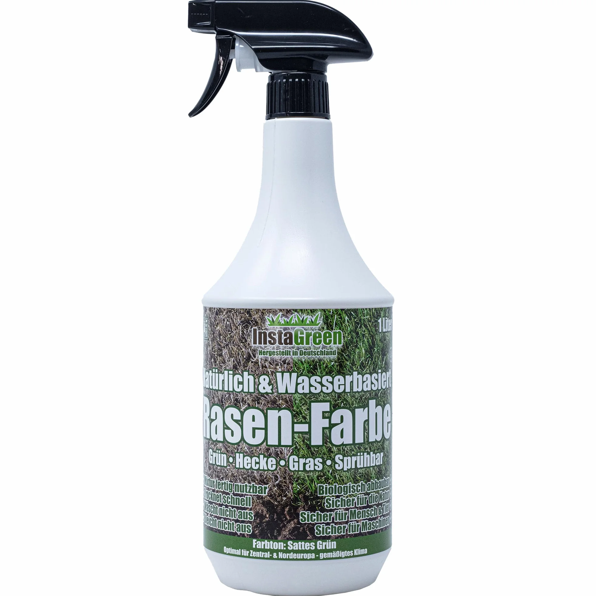 Hecken- & Rasenfarbe 1 Liter Sprühflasche - gebrauchsfertige Grasfarbe - wasserbasiert biologisch abbaubar