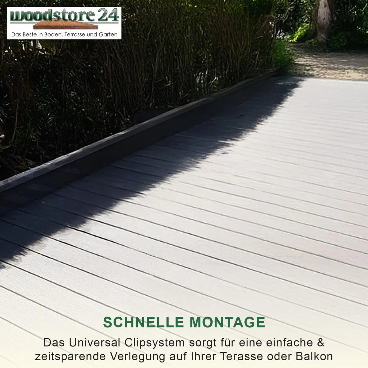Terrassendielen WPC Diele Komplettset Woodo Rhodos 20 x 120 mm 2,4 m Grau 10 m²