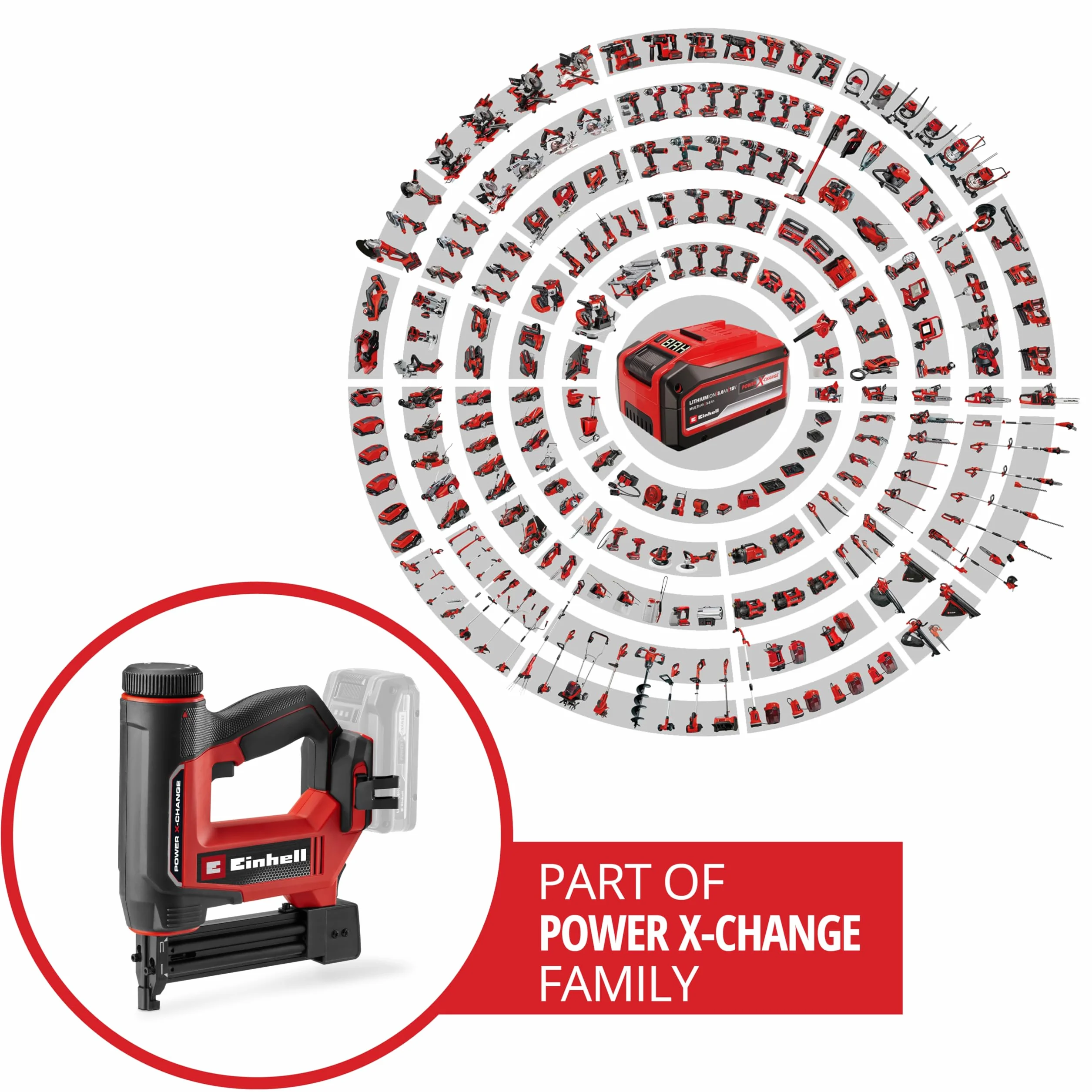 Einhell Akku-Nagler / -Tacker TE-CN 18/32 Li - Solo Power X-Change (18 V, 20 Schläge/min, max. 25 mm Klammern, max. 32 mm Nägel, inkl. je 300 Klammern & Nägel, ohne Akku)