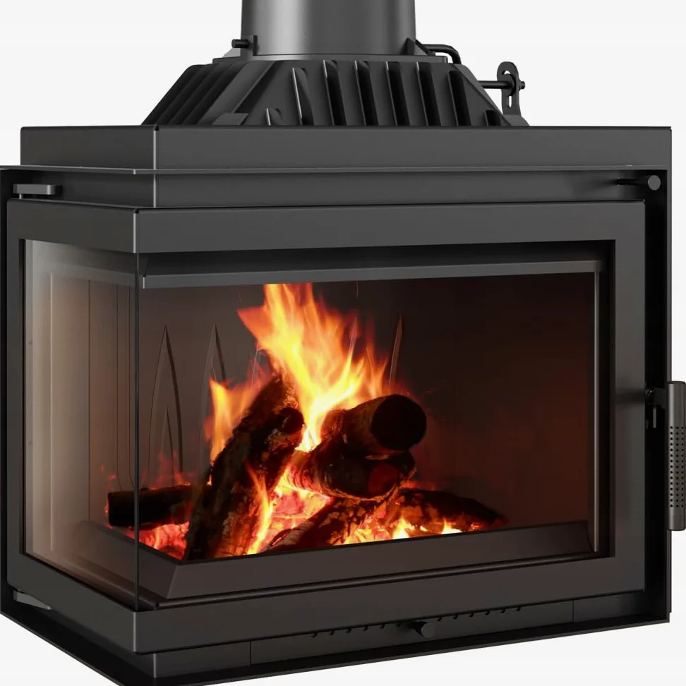 KRATKI Kamineinsatz Holzofen Gusseisen Simple Links 8kW BImSchV 2 Einbausatz EEK A