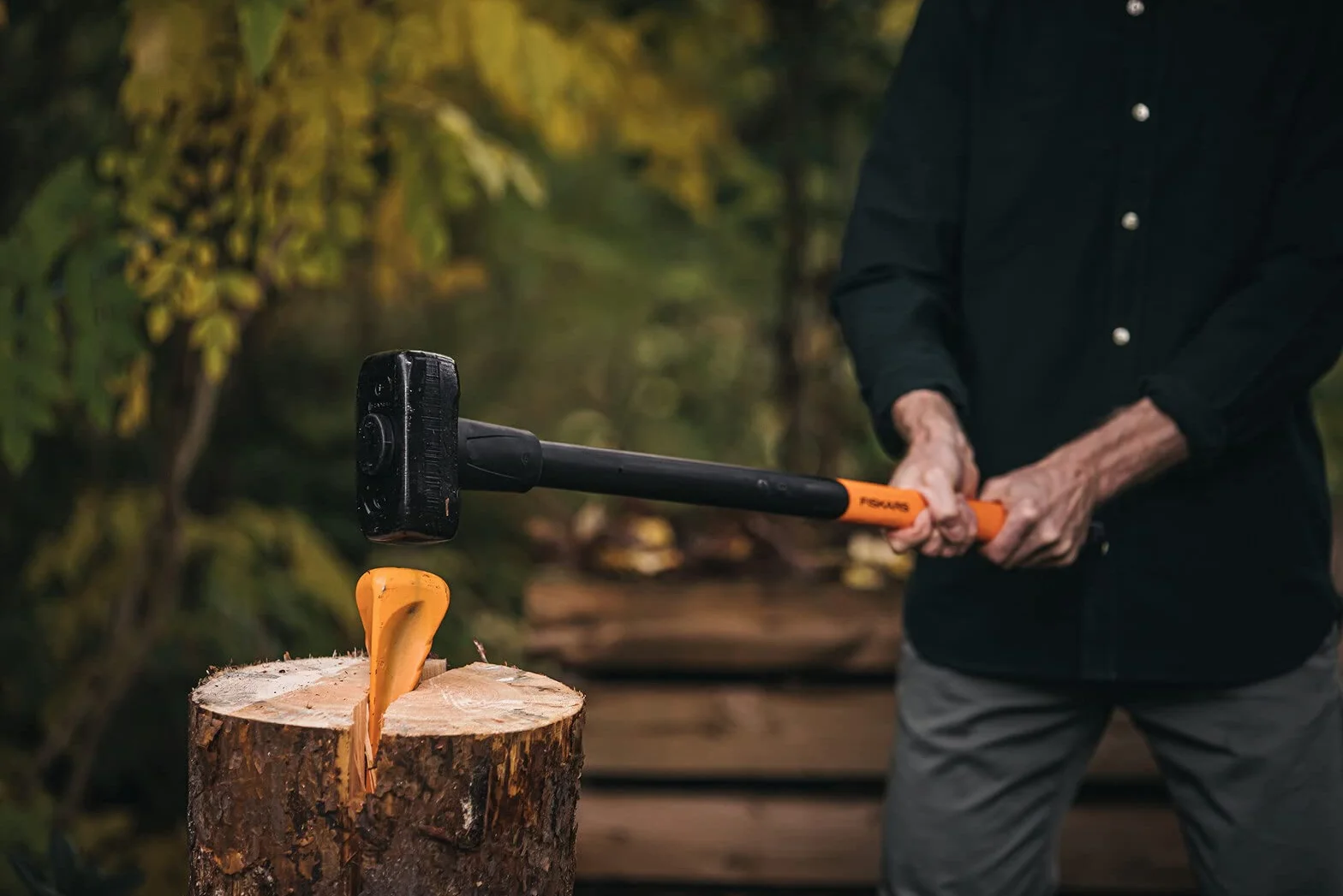 Fiskars Vorschlaghammer, Gewicht: 6,13 kg, Karbonstahl (geschmiedet), Schwarz/Orange, XXL, 1001618
