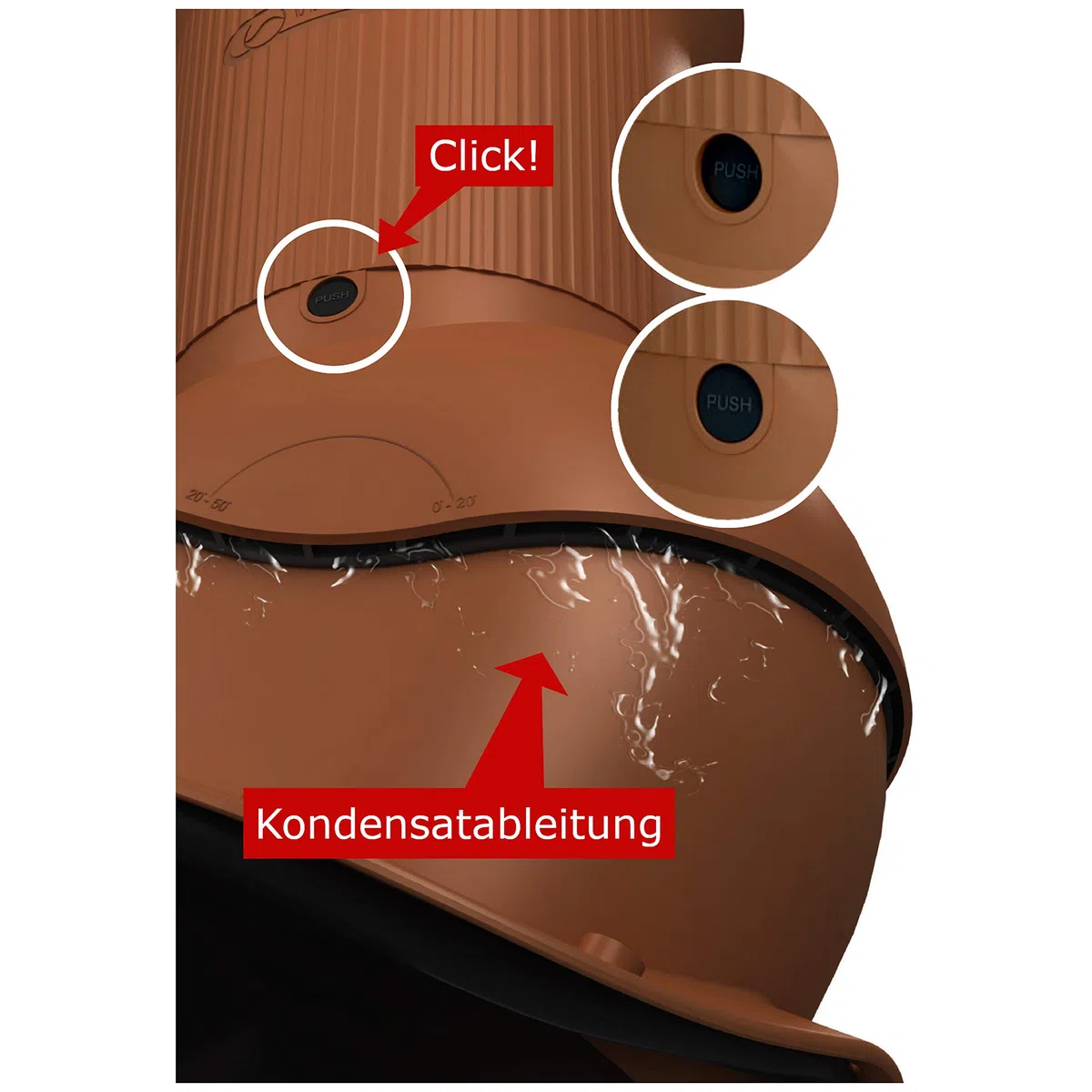 Entlüfterkamin EVO DN125 Koramic L15 Dachziegel Dachlüfter RAL 8004 Ziegelrot