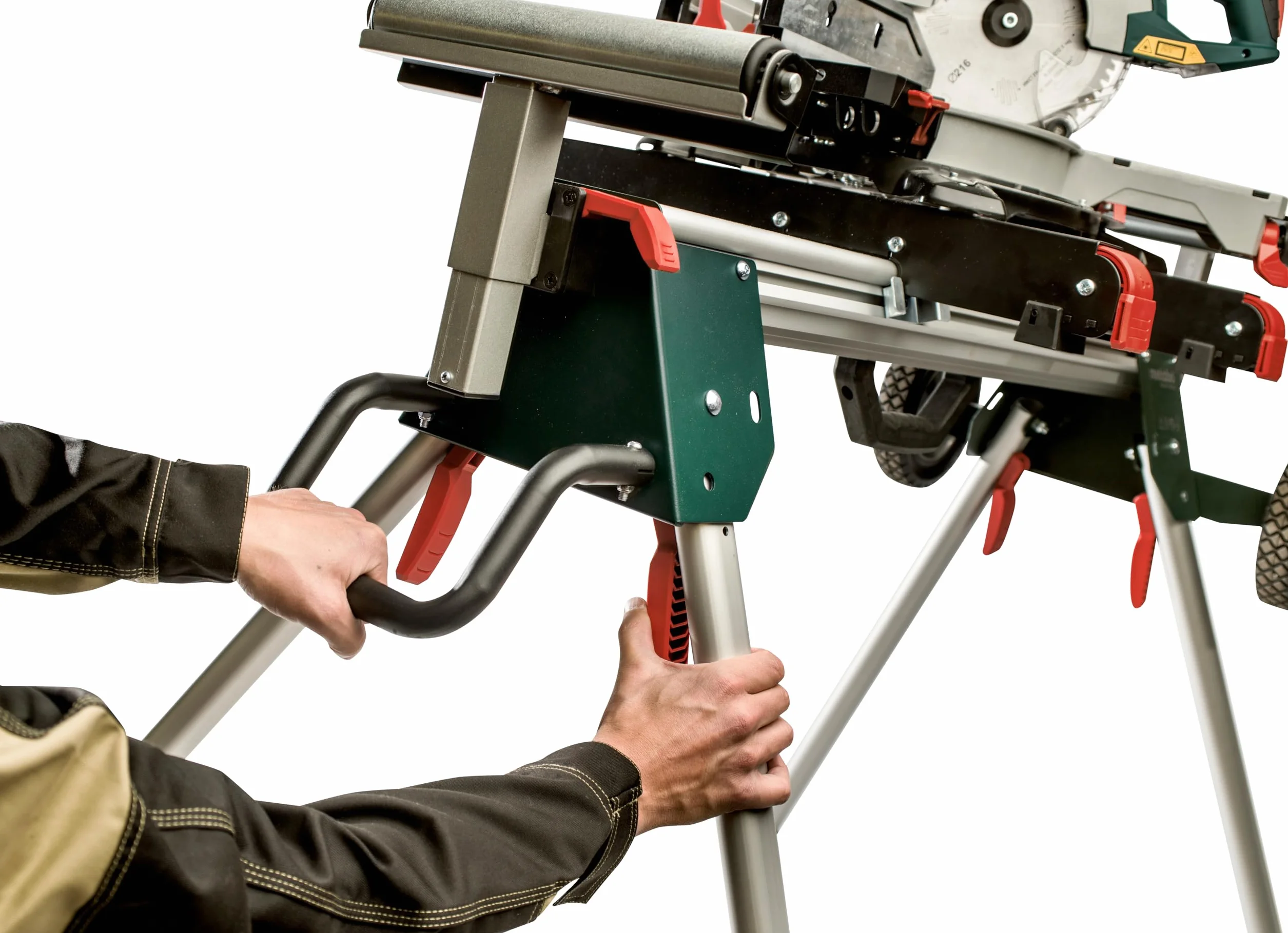 metabo Kappsägen-Untergestell KSU 251, Mobiler Sägetisch mit | Robustes Maschinengestell, 127-250 cm Länge, inkl. Maschinenträger, Belastbarkeit 250 kg, für gängige Kappsägen