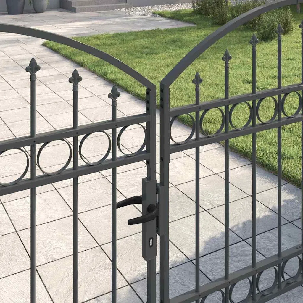 Gartentor Doppelflügel Gartentore U-Design Grau 300 x 125 cm