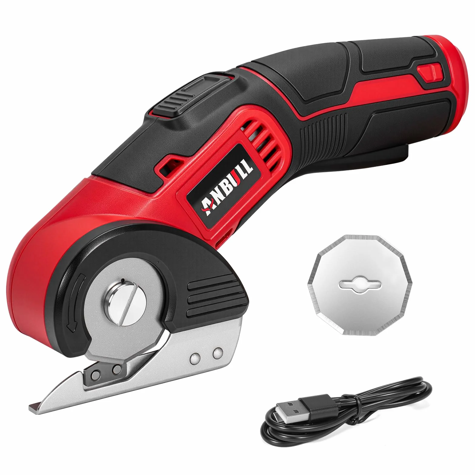 Anbull Kartonschneider Elektrische Schere 4V Kabellose Rollschneider Akku, Elektrische Stoffschere für Stoffe & Nähen, USB aufladbar, für Leder, Karton, Kunststoff, leicht, sicher, DIY