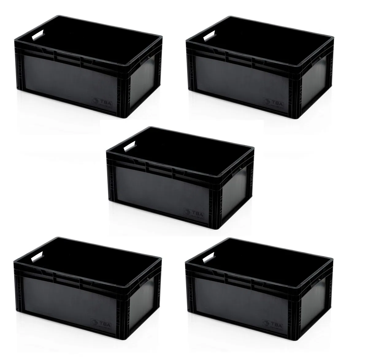 5x Eurobehälter 60x40x27 schwarz * Eurobox 60 x 40 x 27 Euro Box Behälter Lager stapelbar