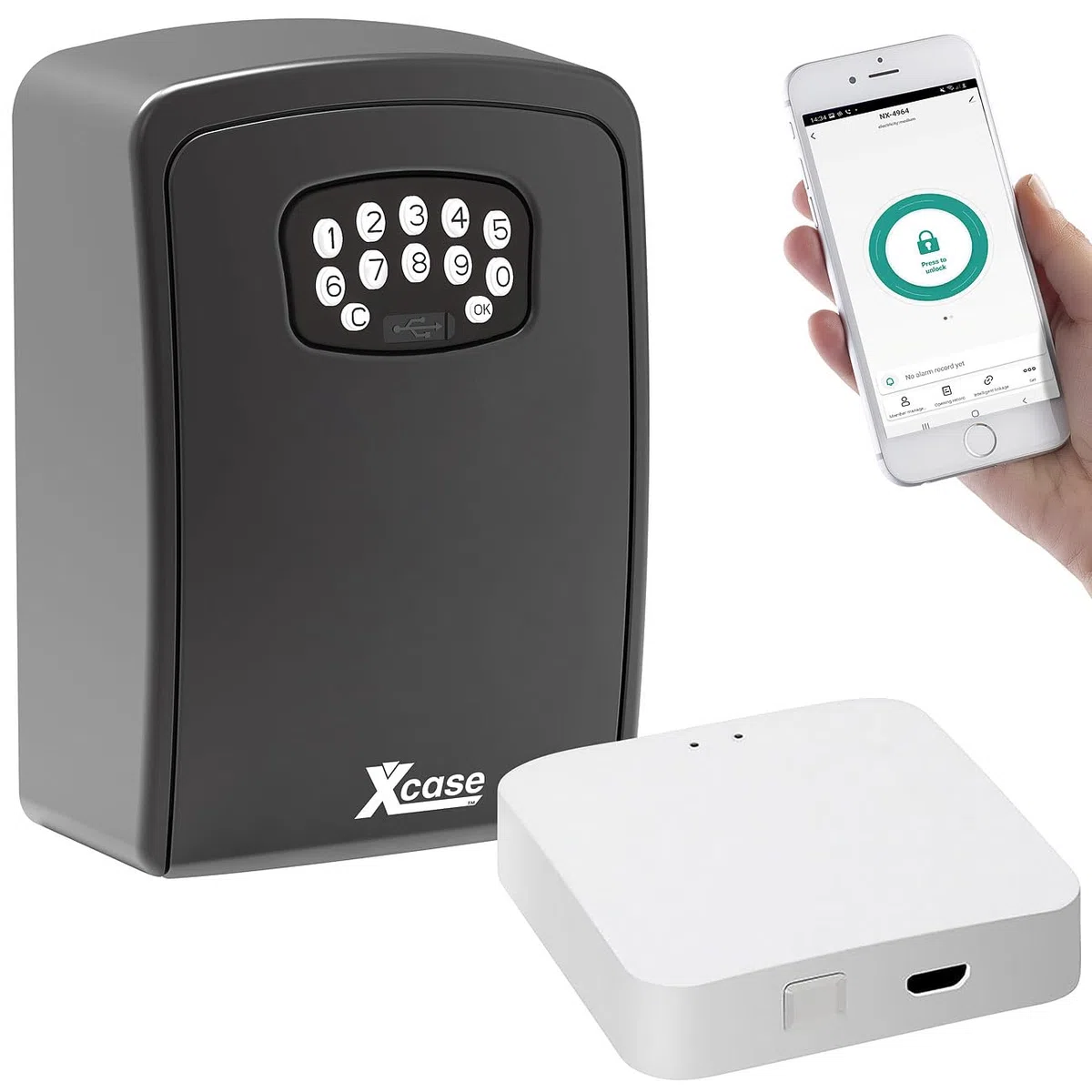 Xcase Schlüsseltresor Mini-Schlüssel-Safe mit App-Kontrolle und WLAN-Gateway IP54