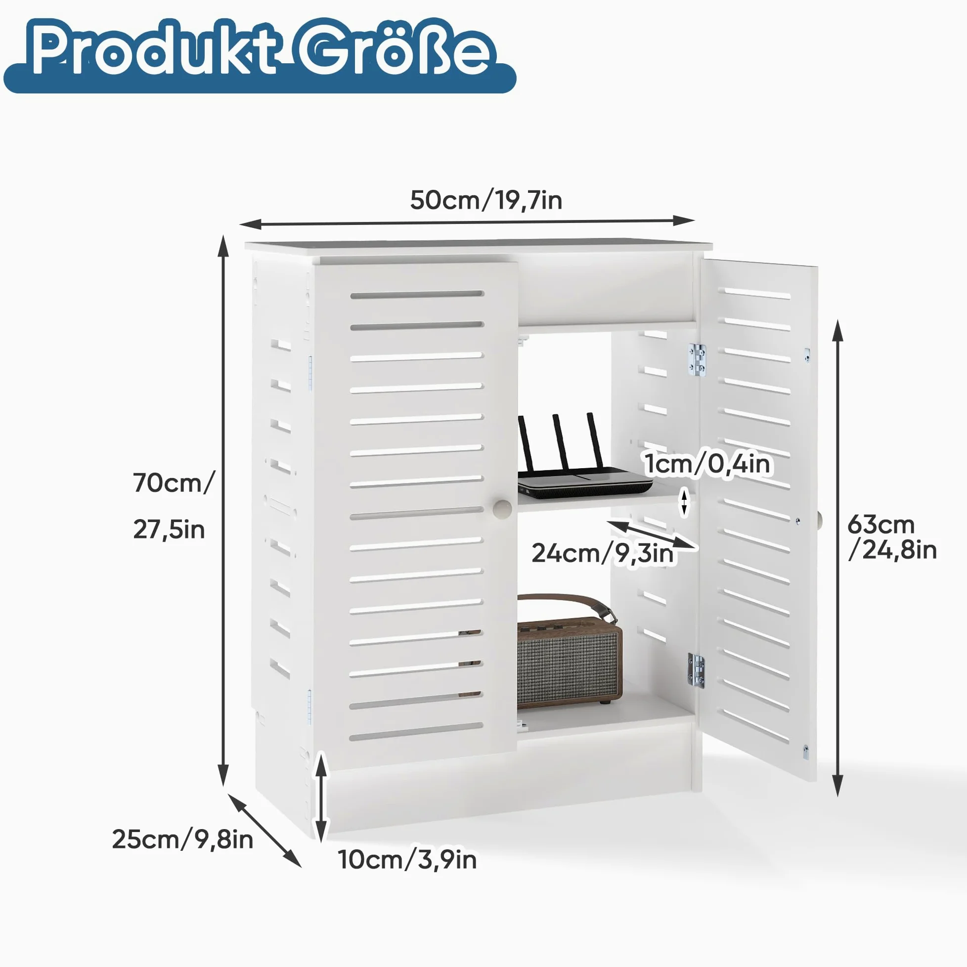 MYOYAY WLAN Router Aufbewahrungsschrank, Holz Platte Router Regalkastenschrank, Belüfteter Routerkasten, Modem Kabelmanagement Box, Router Abdeckung für Das Wohnzimmer Im Schlafzimmer Zu Hause