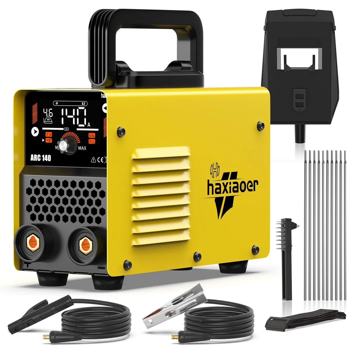 haxiaoer ARC140 Elektroden Schweißgerät – 140 A 230V IGBT DC Inverter Schweißgerät mit Lift TIG, LED-Anzeige, Anti-Stick, Hot Start, ARC Force, 10 Rods