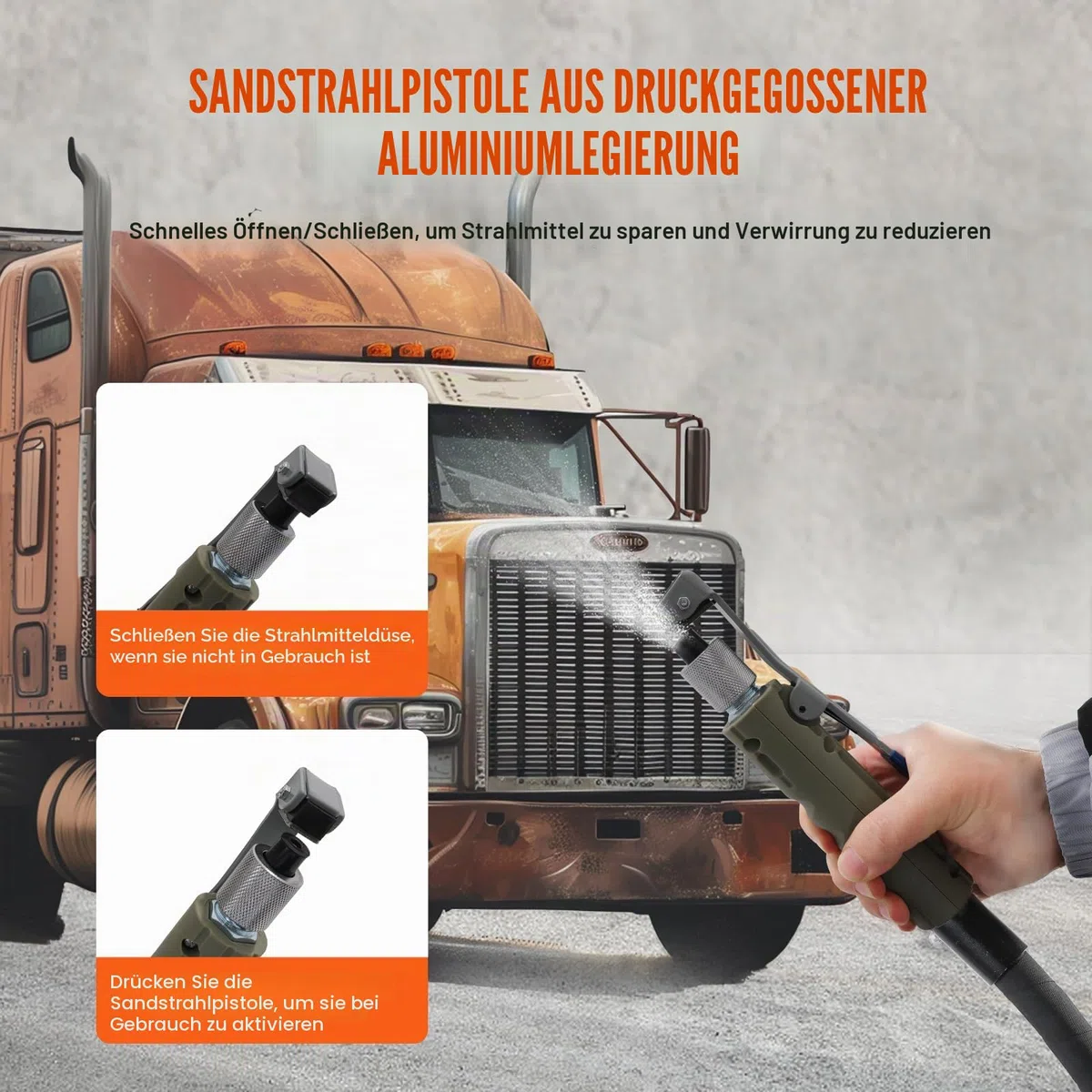 VEVOR Sandstrahlen, 40 L Sandstrahlmaschine, 60-125 PSI Mobiler Sandstrahler mit Zubehör, 2,4 mm, 2,7 mm, 3,2 mm, 3,6 mm Keramikdüsen Sandstrahlerrohr, 2,5 m Schlauchlänge Siphon-Schleifeinheiten
