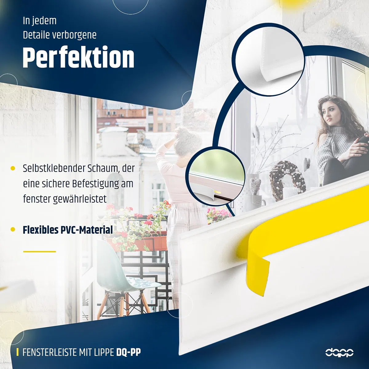 DQ-PP WINKELLEISTE – 15m Länge – 15x15mm – 1,5mm Stärke – Weiss – Fensterleisten Knickwinkel Eckleiste Abschlussleisten selbstklebend