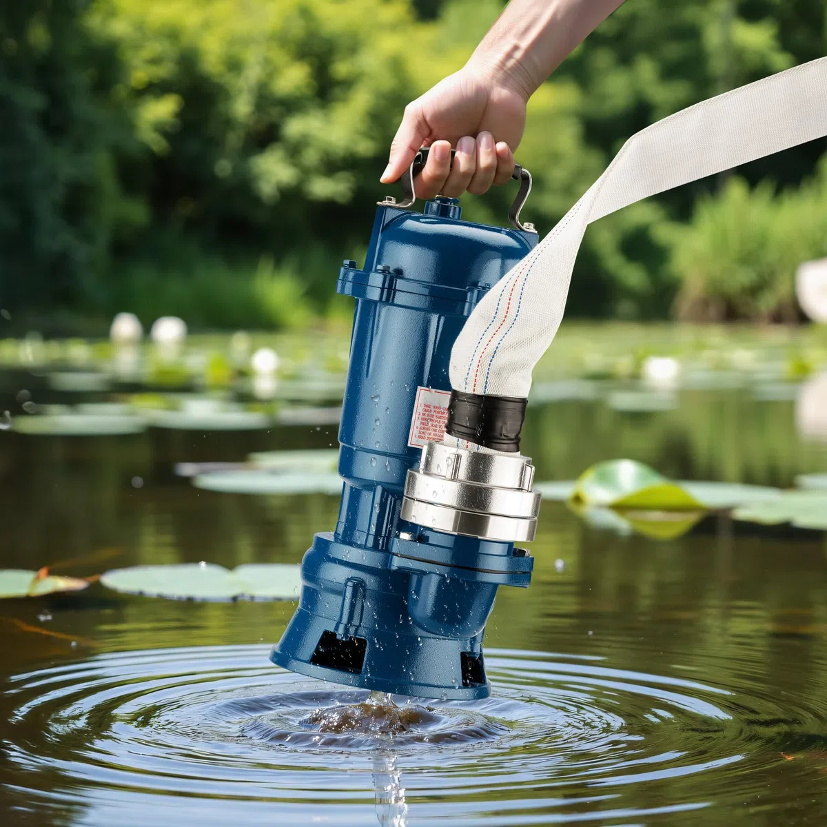 Wiltec Schmutzwasserpumpe 1500W Tauchpumpe mit 22800l/h Fördermenge inkl. 20m Schlauch