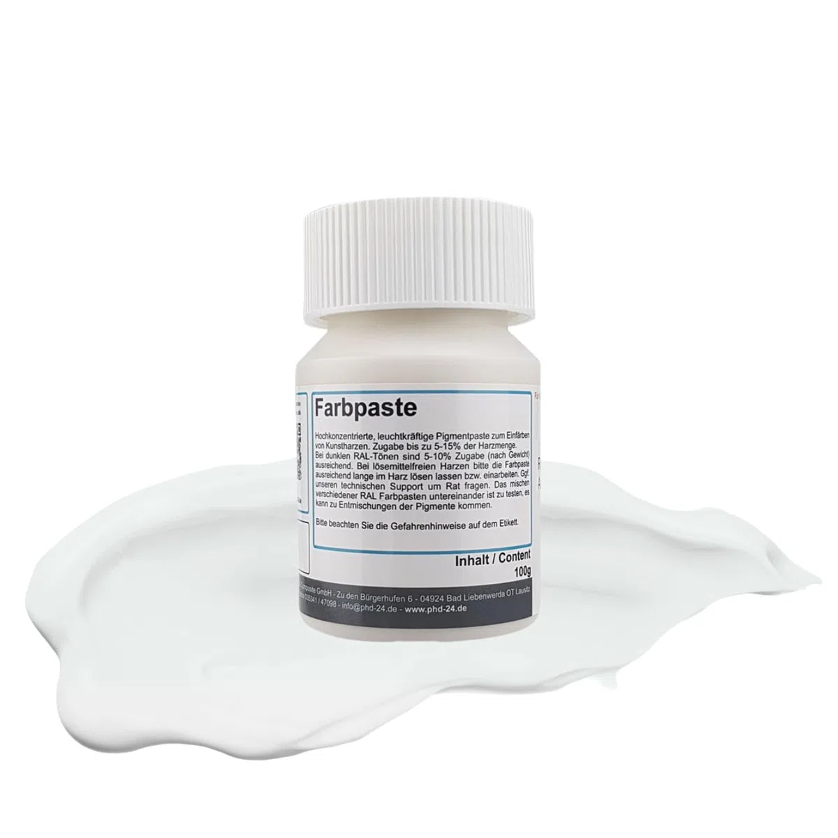 DD Composite Farbpaste 100g reinweiß RAL 9010 Pigment hochkonzentriert für Kunstharze Epoxidharz Resin Polyesterharz Gießharz farbintensiv deckend
