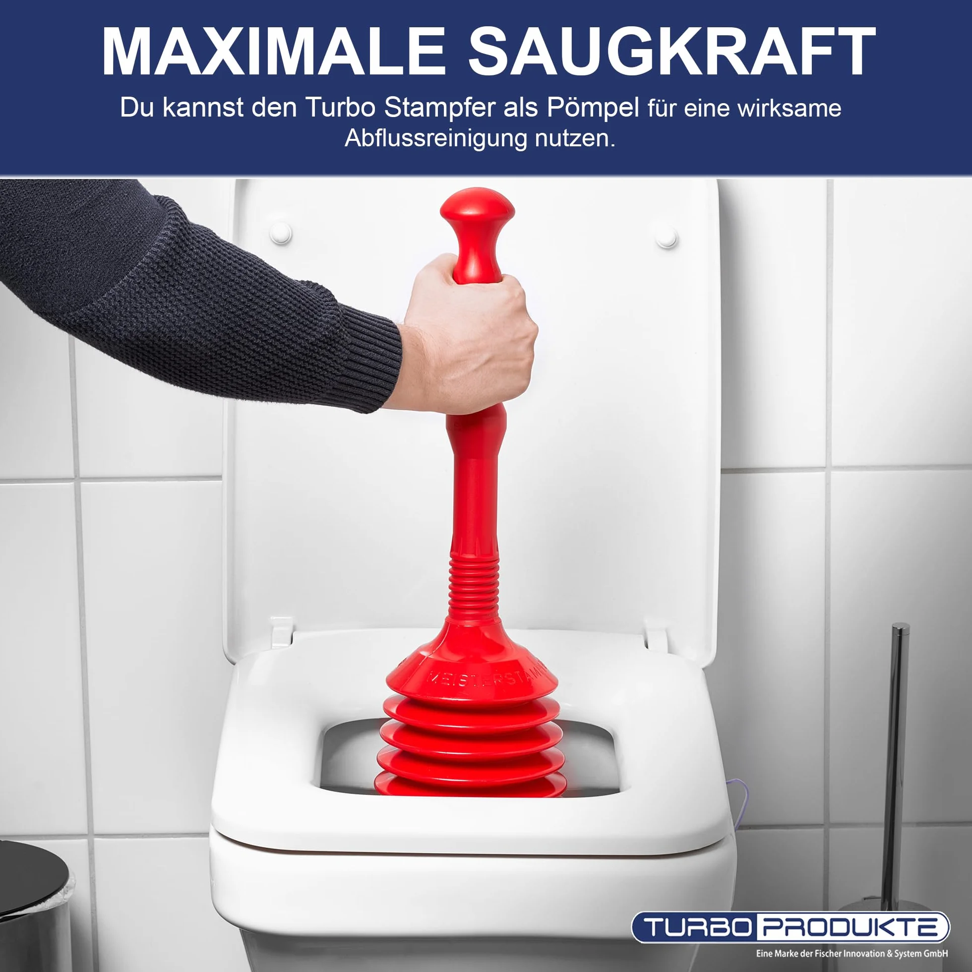 TURBO PRODUKTE Stampfer Eisblau, Pömpel für Toilette & Dusche, 2er Set