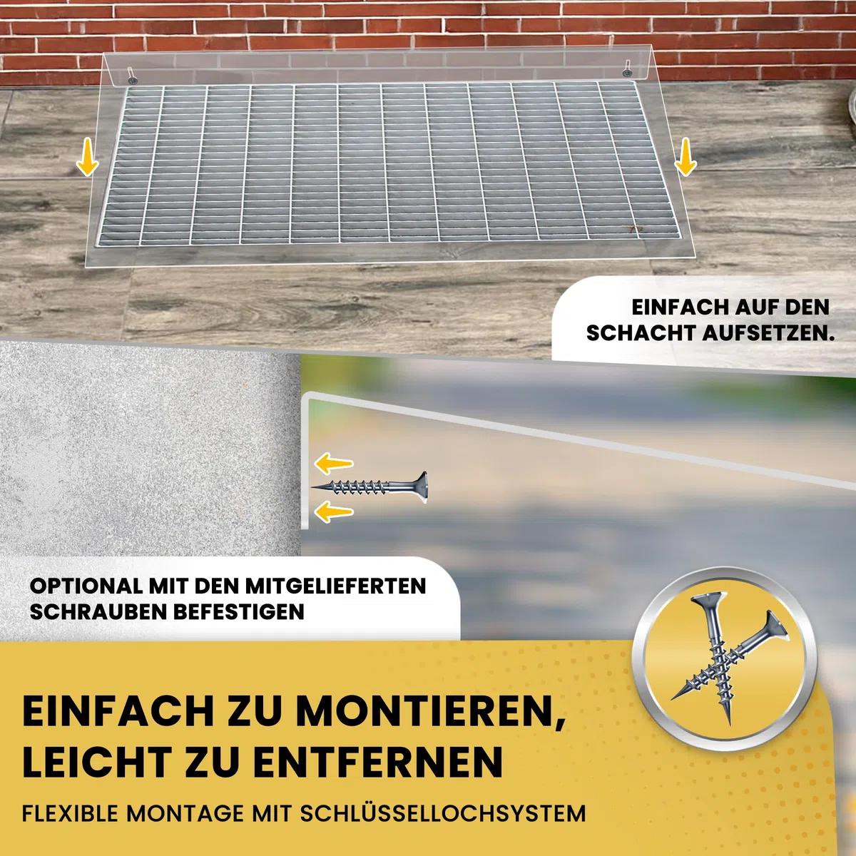 Regenschutz für Lichtschacht aus Plexiglas - Schutz vor Regen, Laub, Schmutz & Schnee - Lichtschachtabdeckung für Kellerschacht - transparente Abdeckung (110x50cm)