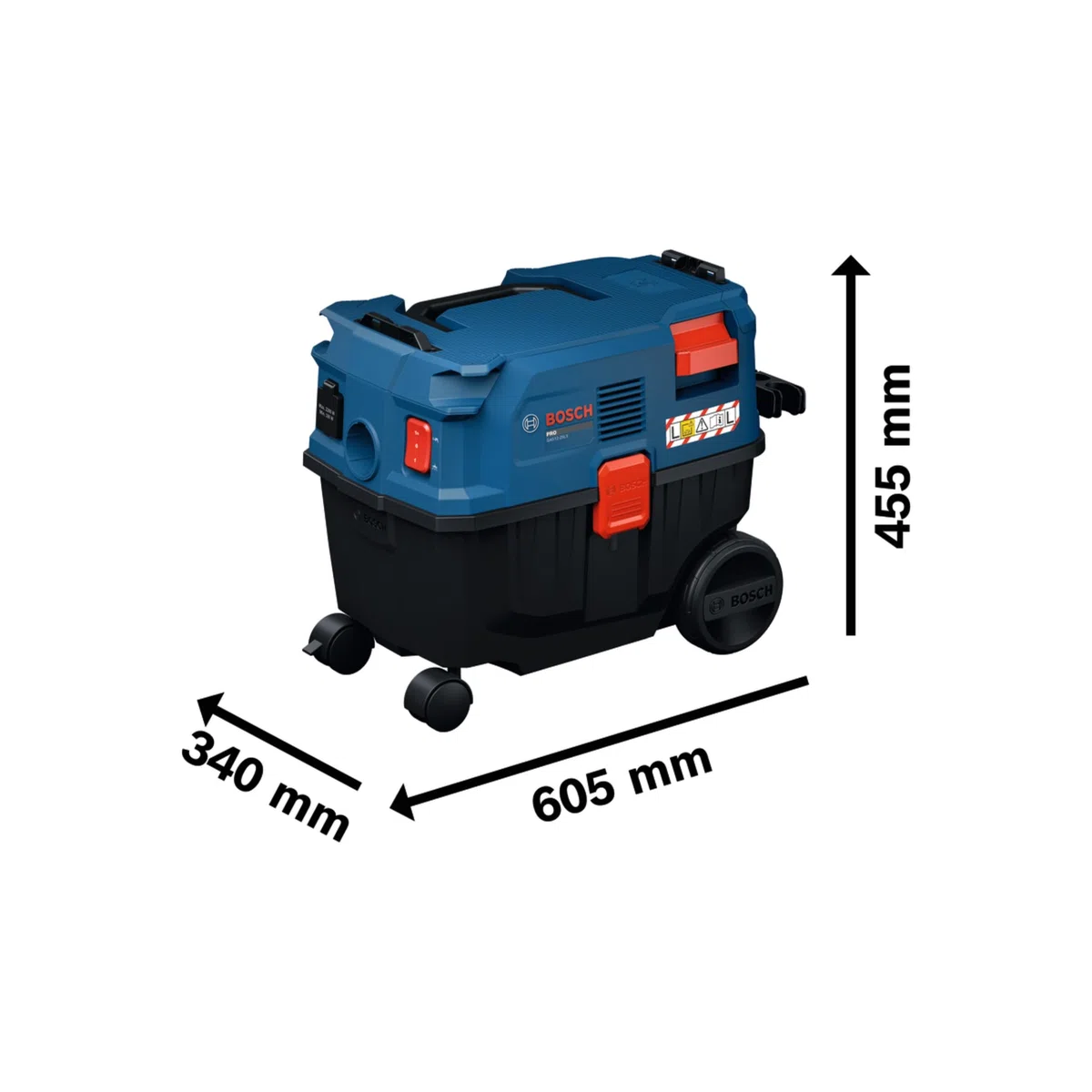 Bosch PRO Kabel-Nass-/Trockensauger GAS12-25LS (inkl. Kunststoff-Verlängerungsrohre, Flachfaltenfilter, 3,1 m Saugschlauch, Gebogene Düse, Bodendüse, Fugendüse, Vliesbeutel, Universaladapter)