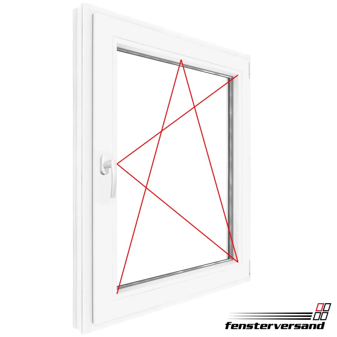 FENSTERVERSAND - Kunststofffenster 100x120 Weiß - zu öffnendes Fenster Kunststoff mit Griff, Dreh- & Kippfenster, 2-fach Verglasung, Klarglas - DIN rechts - BxH: 1000x1200 mm, 70 mm Profil