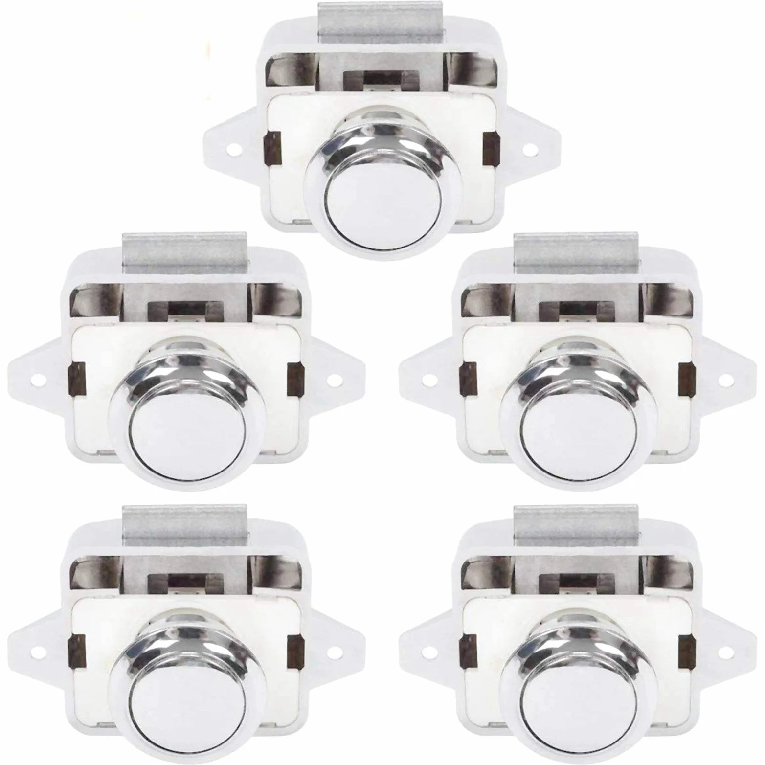 LESOLEIL Push Lock Wohnmobil, Push Button Schloss Door Catch Schrank Schublade Möbelschloss für RV Camper Caravan Wohnwagen Yacht Ship Boat Chrom 5 Stück