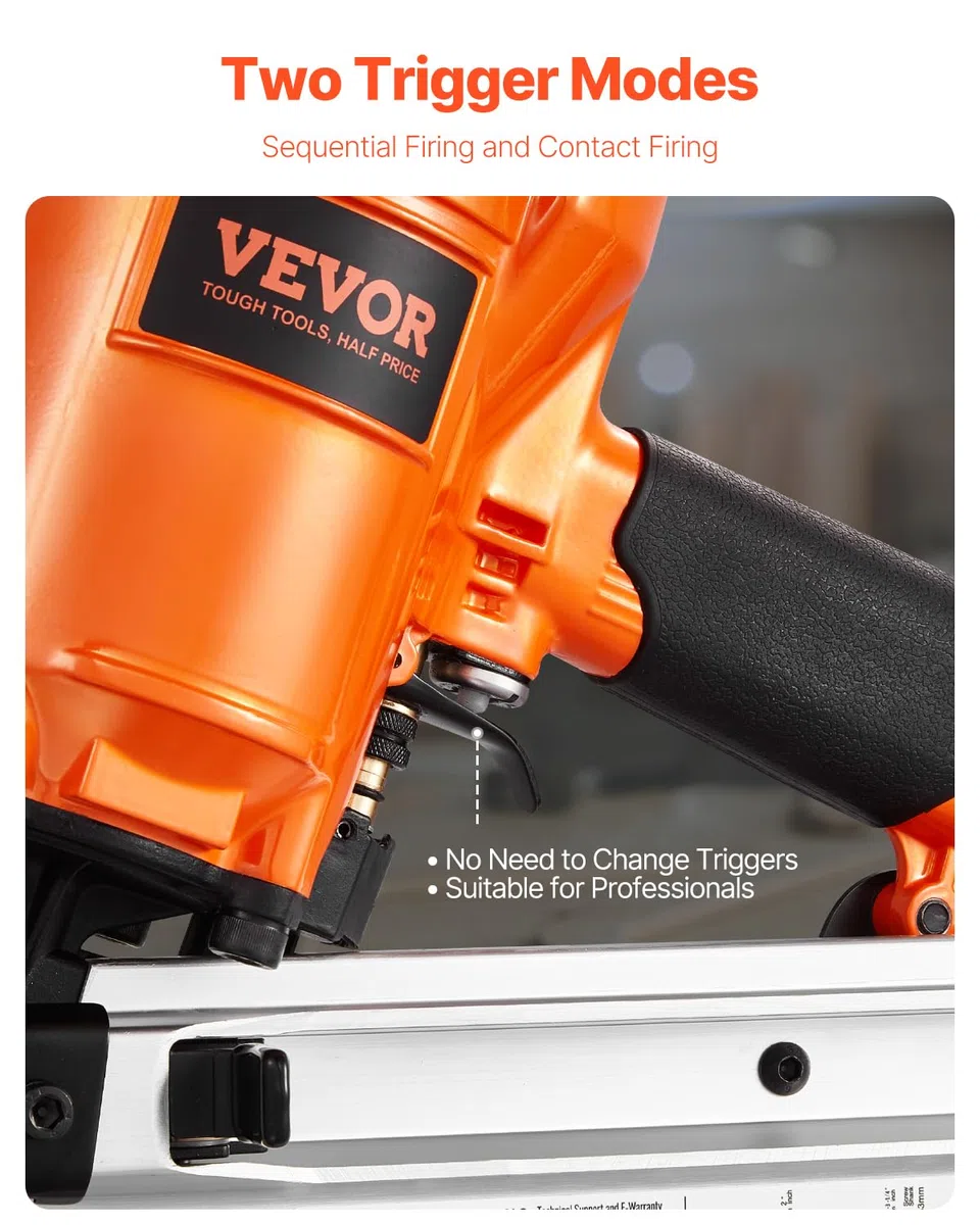 VEVOR Druckluft Nagler, 50-90 mm, 21 Grad Rundkopf, pneumatische Nagelpistole, 80-120 PSI