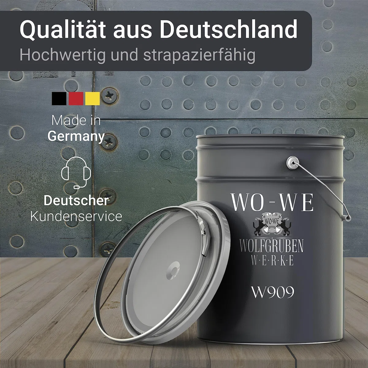 WO-WE Metallschutzlack 4in1 Metalllack Metallfarbe Metallschutzfarbe MATT W909 Anthrazitgrau - 2.5L