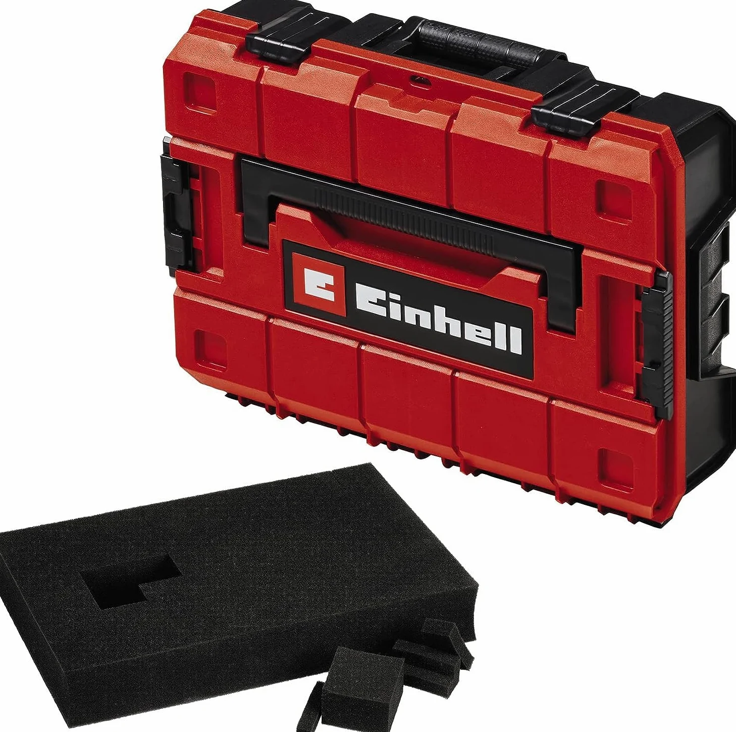 Einhell Systemkoffer E-Case S-F (für universelle Aufbewahrung von Werkzeug, 44x32x13 cm Außenmaße, max. 25 kg Beladung, spritzwassergeschützt, stapelbar, inkl. Rasterschaumstoff)