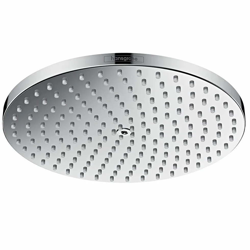 hansgrohe Raindance S - Kopfbrause, runde Duschbrause (⌀ 240 mm), Regendusche mit1 Strahlart (PowderRain) für Wand- oder Deckenmontage, Brausekopf mit Antikalk-Funktion, Chrom