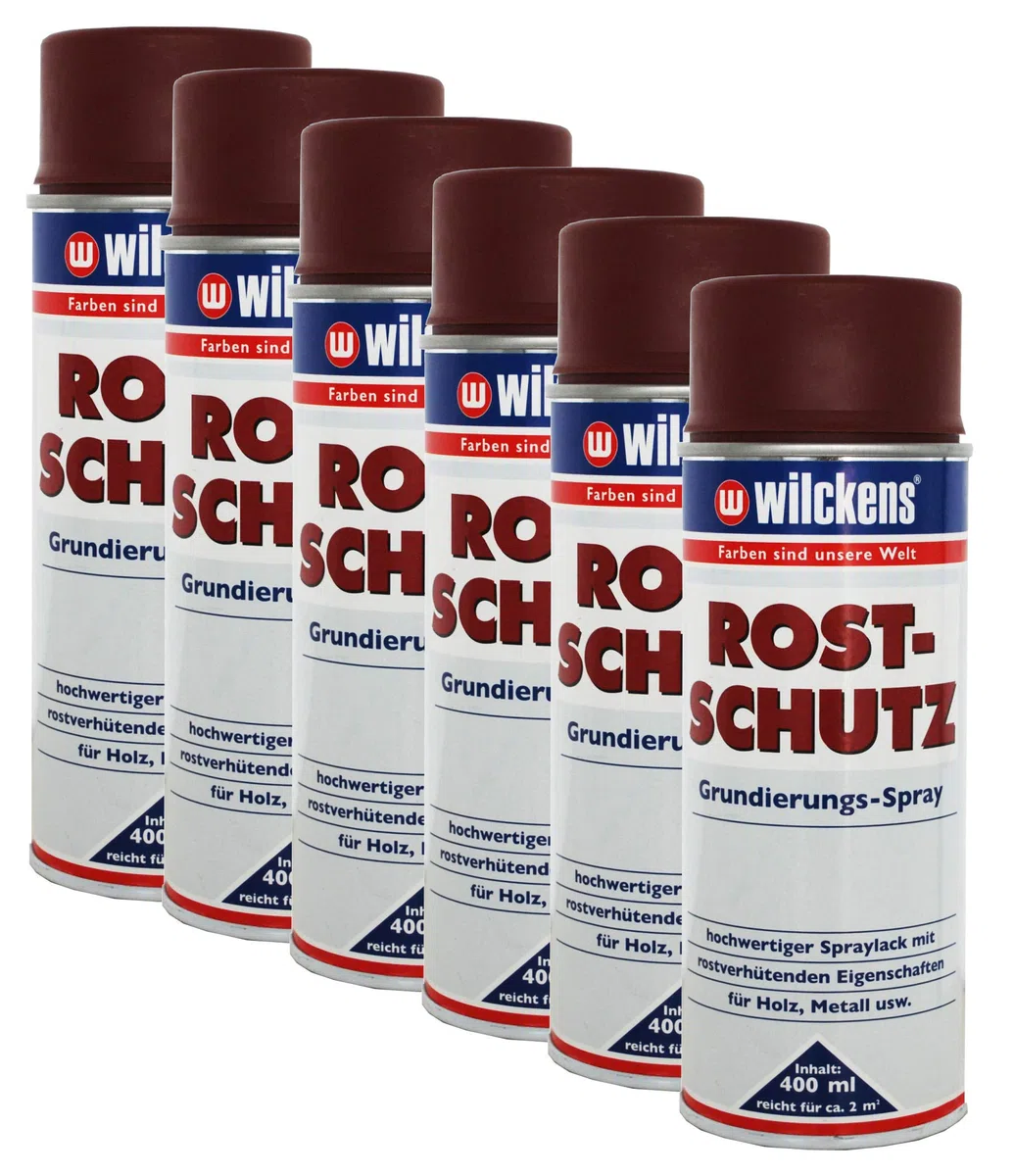 6x WILCKENS Rostschutz Grundierungspray 400ml Spray Grundierung Lackspray Primer