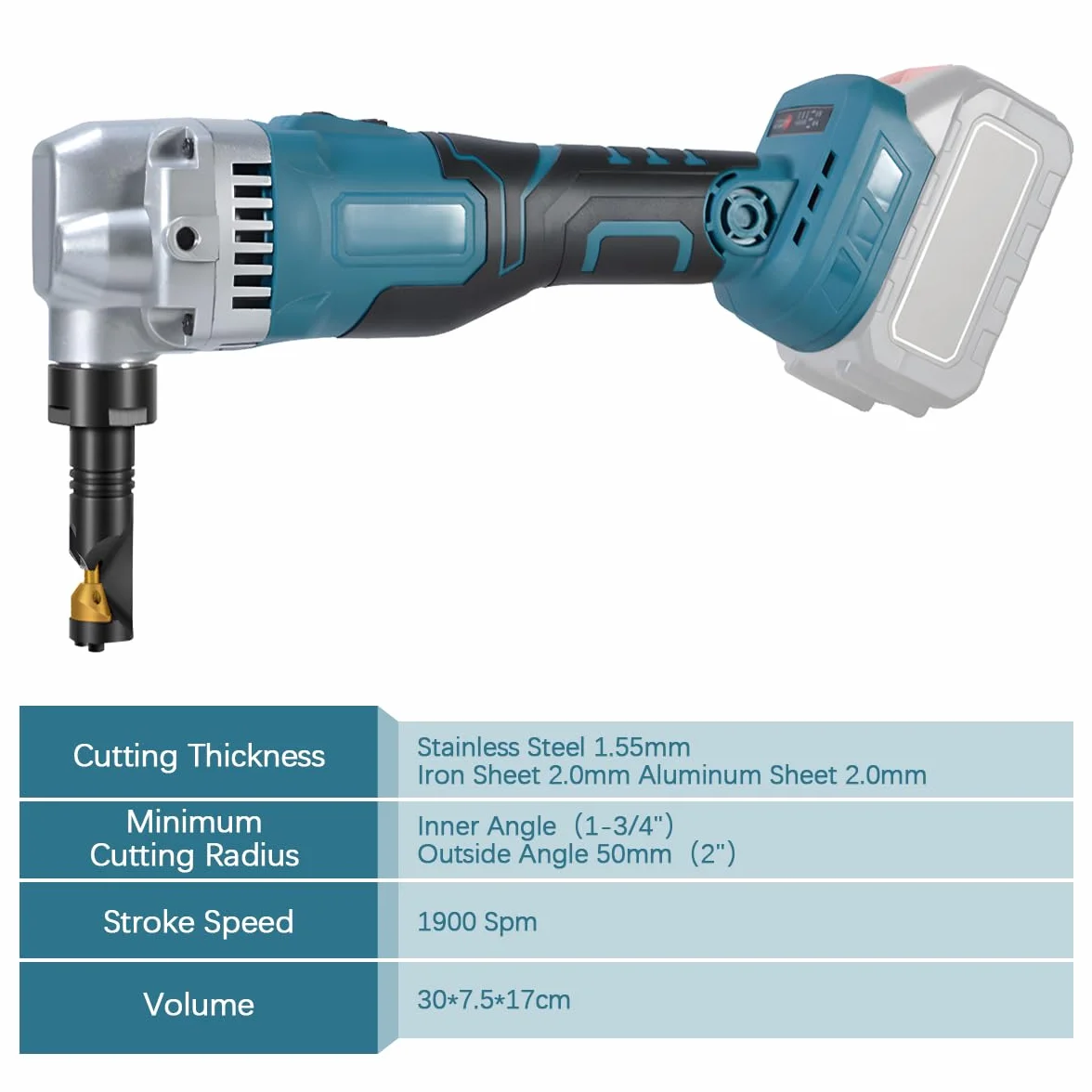 Blechknabber Kompatibel mit Makita 18v Akku, 360° Drehbarer Knabberkopf, 3 Geschwindigkeiten Einstellbar Knabber, Metallschere Blechknabber Zum Schneiden Von Edelstahl, Aluminium