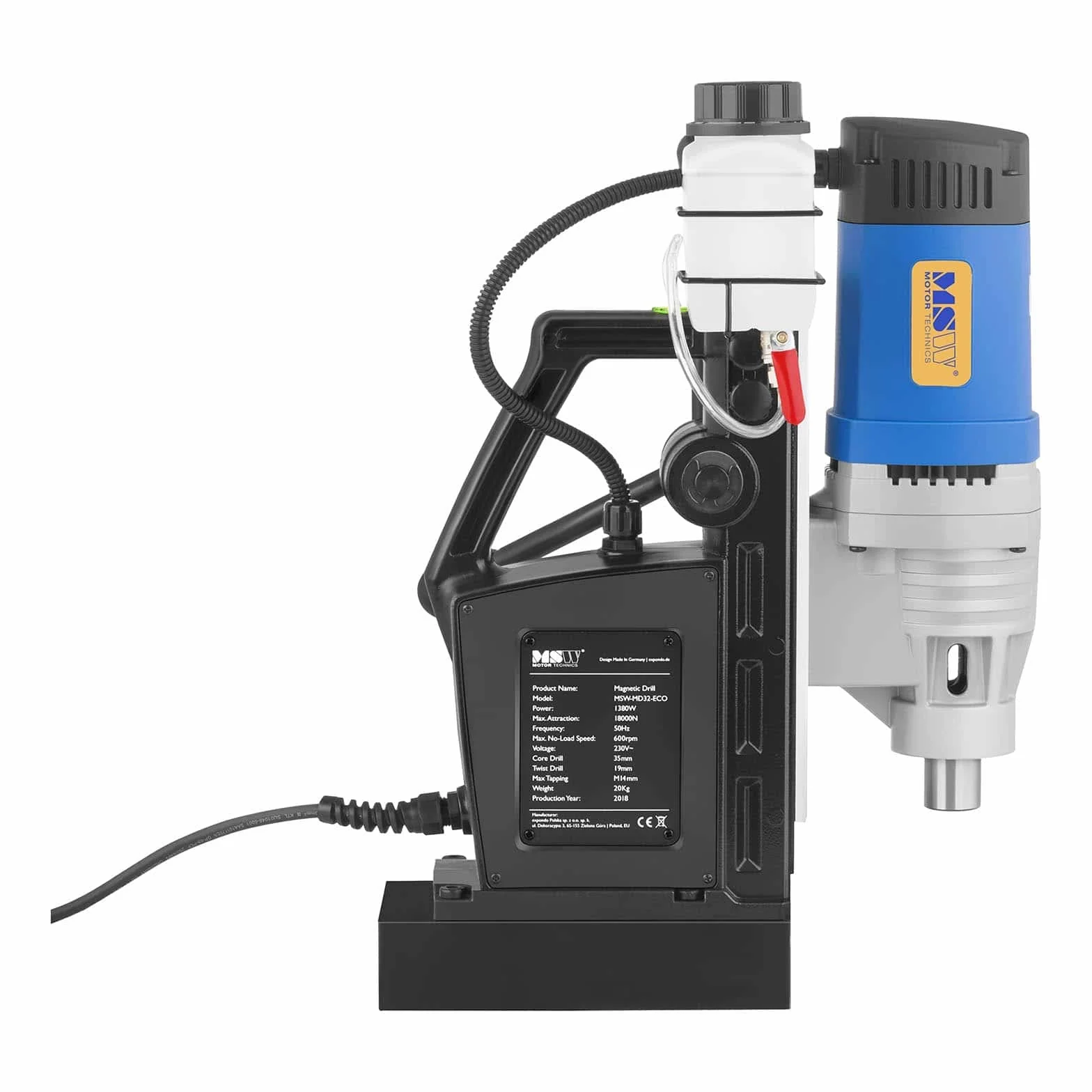 MSW Magnetbohrmaschine Kernbohrmaschine MSW-MD32-ECO (1300 W, 18000 N, 600 U/min, Max. Ø Kernbohrungen 35 mm, Max. Tiefe 50 mm)