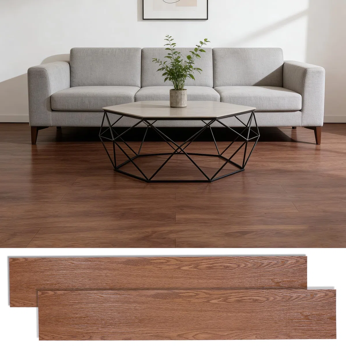 PVC Bodenbelag Selbstklebend, 36 Stück Vinylboden Selbstklebend mit Holzoptik, Wasserfest Bodenfliesen Selbstklebends für Küche Wohnzimmer Bodenbelag, 2.0mm, 5.02m², 15,24 cm x 91,44 cm (Dunkelbraun)