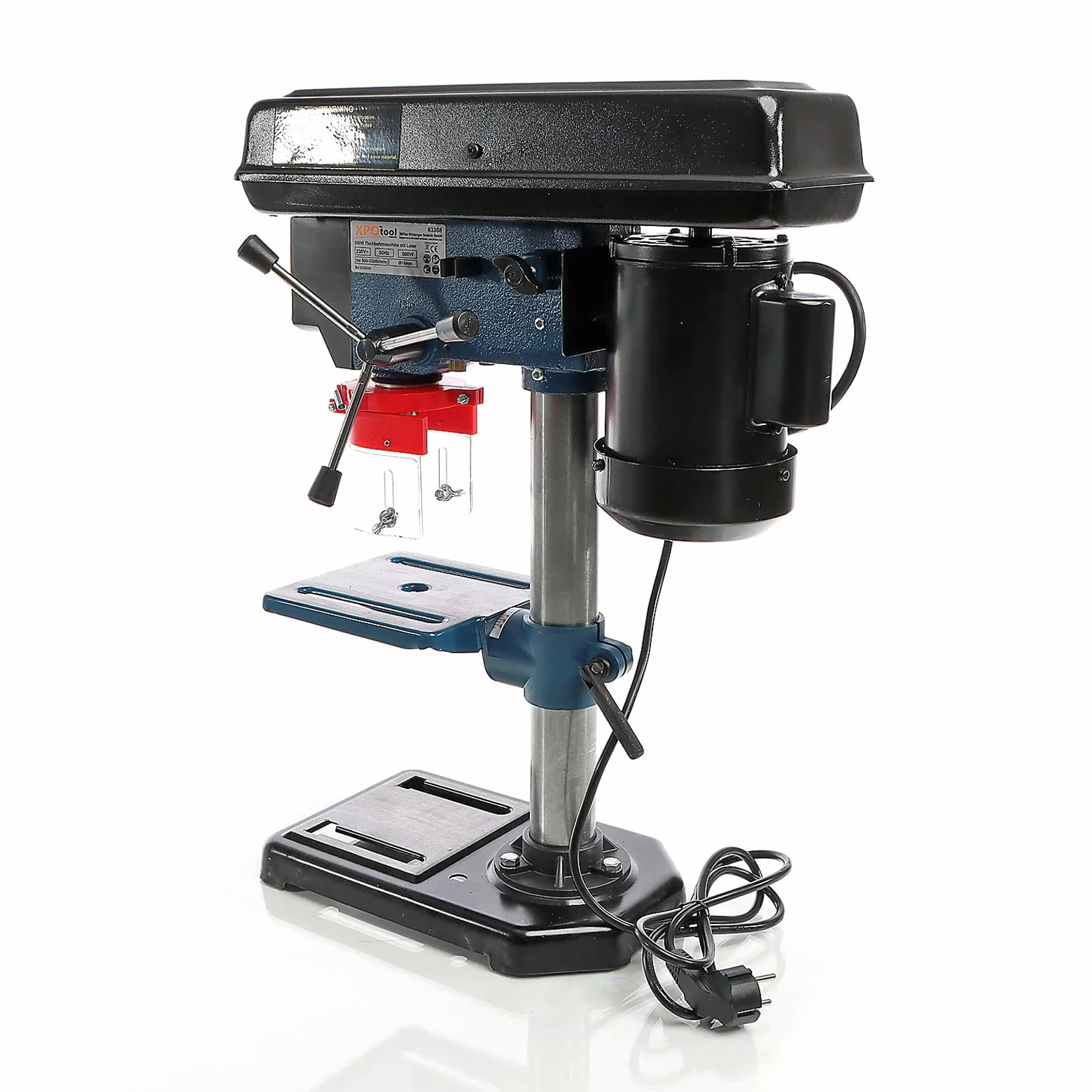 XPOtool Tischbohrmaschine 500 W, Standbohrmaschine mit Laser, 1,5-16 mm Bohrfutter und 500-2500 U/min, Säulenbohrmaschine Ständerbohrmaschine