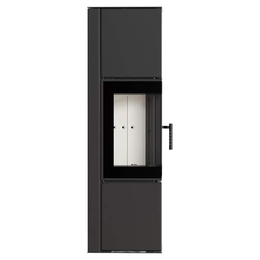 ODYN Kaminofen 8 kW - Freistehender Eckkamin aus Stahl - Holzofen mit 2 Seiten Glas, Kamineinsatz BImSchV 2 & Energieeffizienzklasse A - Skandinavischer Schwedenofen für Wohnzimmer