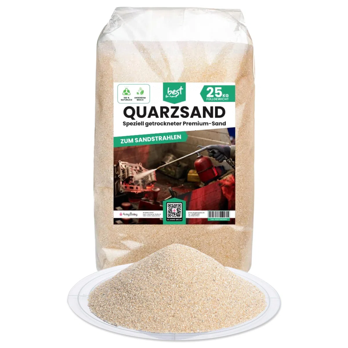 Sand Strahlmittel | Quartz sand für sandstrahlen | quarzsand 25kg (0,8-1,2) sandstrahlgranulat | Sand zum sandstrahlen | Effektives Mehrwegstrahlmittel, ideal für Sandstrahlen