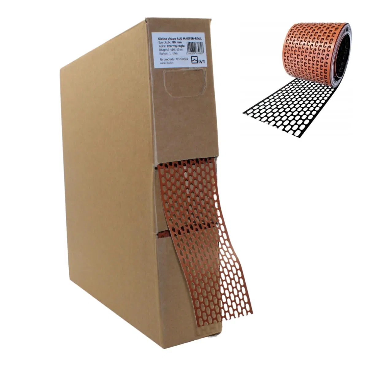 60lfm Aluminium Traufgitter Ziegelrot/Schwarz beidseitig lackiert ALU Vogelschutzgitter Schutzgitter Lüftungsgitter Lüftungsband (100,0mm breit)