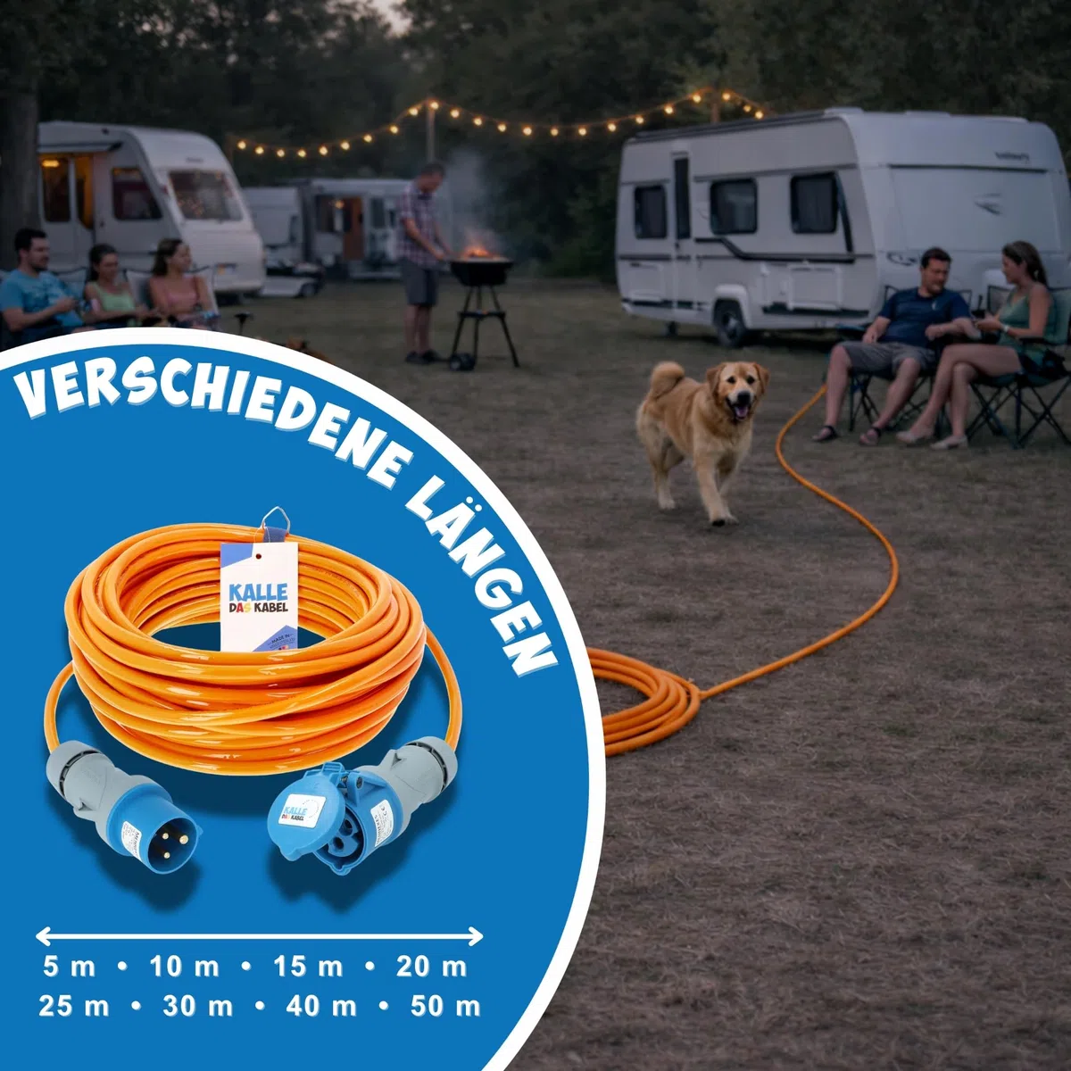 KALLE DAS KABEL CEE Verlängerung Kalle Blue Signal 2,5mm² Industrie BAU Boot Womo Camping Vollpur-Premium-Leitung 25 Meter